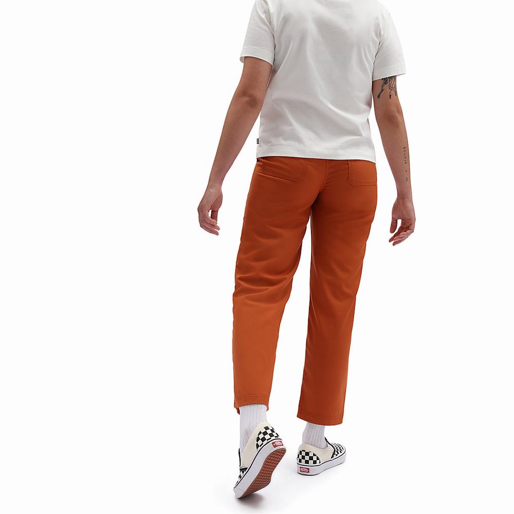 Women's Vans Textured Waves Pants White / Orange | USA02546