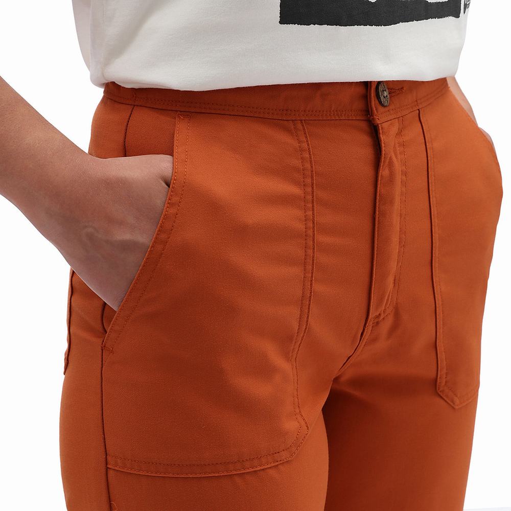 Women's Vans Textured Waves Pants White / Orange | USA02546