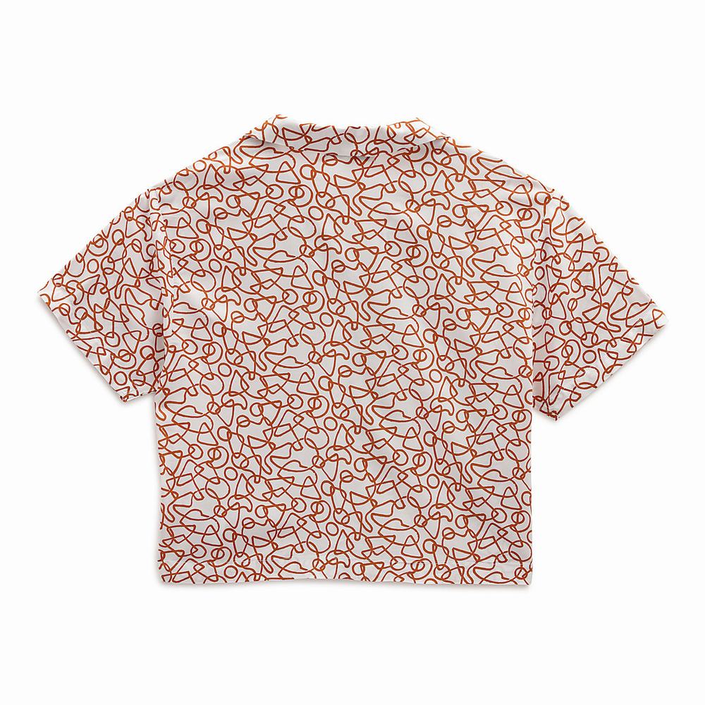 Women's Vans Textured Waves Shirts White / Orange | USA60972