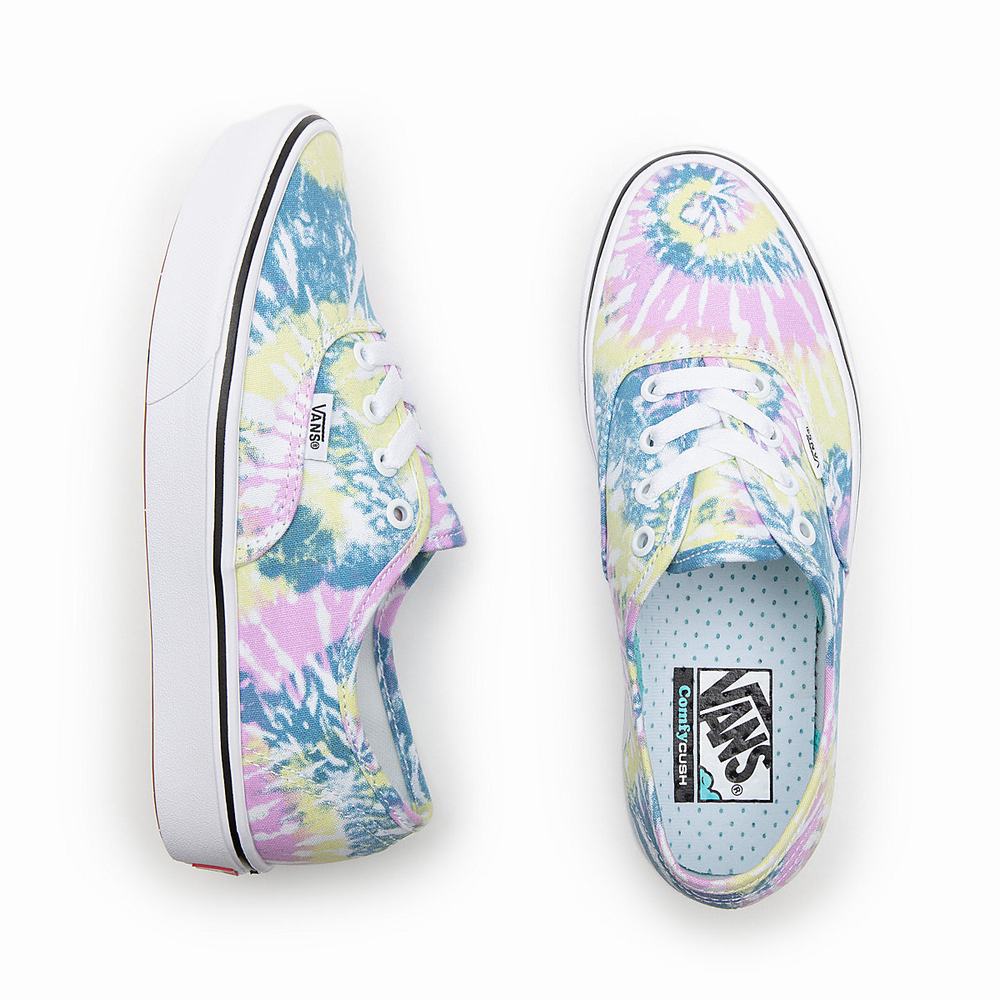 Women's Vans Tie Dye ComfyCush Authentic Sneakers Multicolor | USA57193