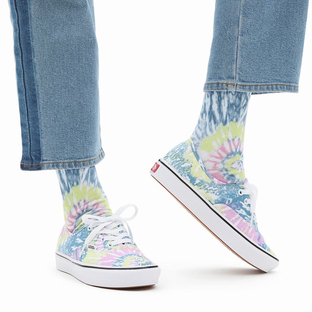 Women's Vans Tie Dye ComfyCush Authentic Sneakers Multicolor | USA57193