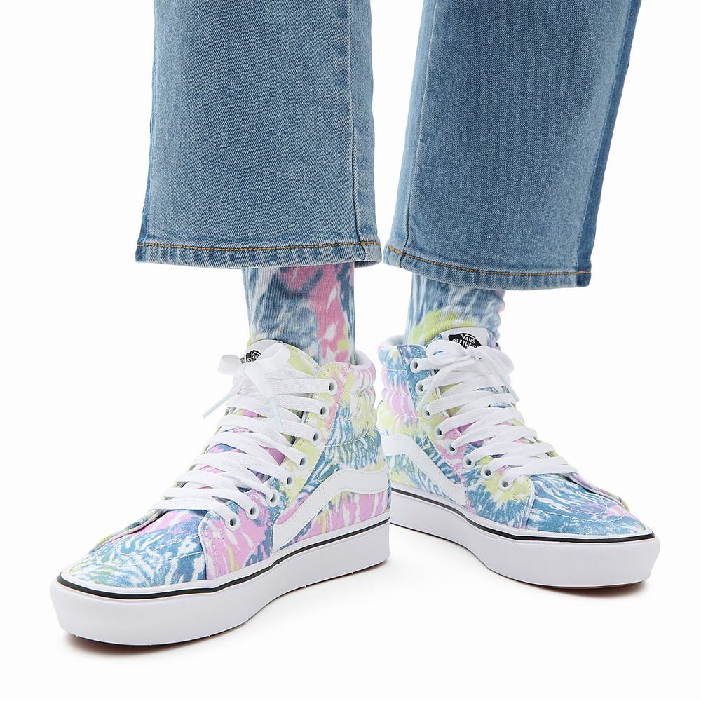 Women's Vans Tie-Dye ComfyCush SK8-Hi Sneakers Multicolor | USA01572