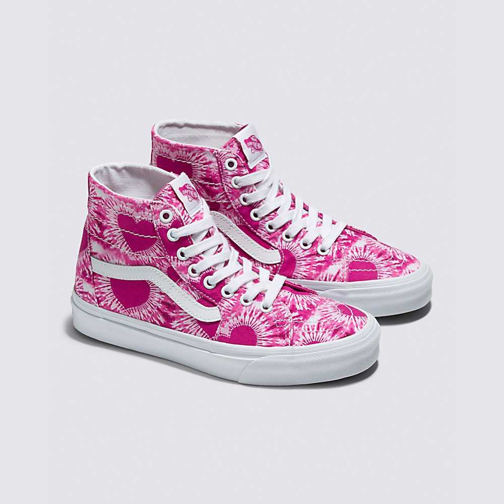 Women's Vans Tie-Dye Hearts Sk8-Hi Tapered Sneakers Pink | USA96175