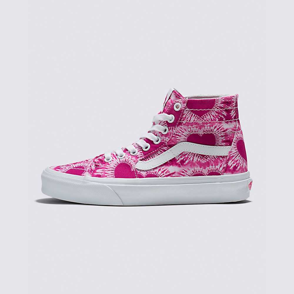 Women\'s Vans Tie-Dye Hearts Sk8-Hi Tapered Sneakers Pink | USA96175