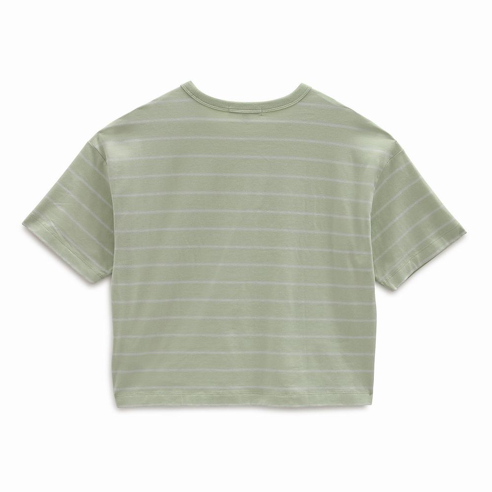 Women's Vans Time Off Stripe T Shirts Green | USA39851