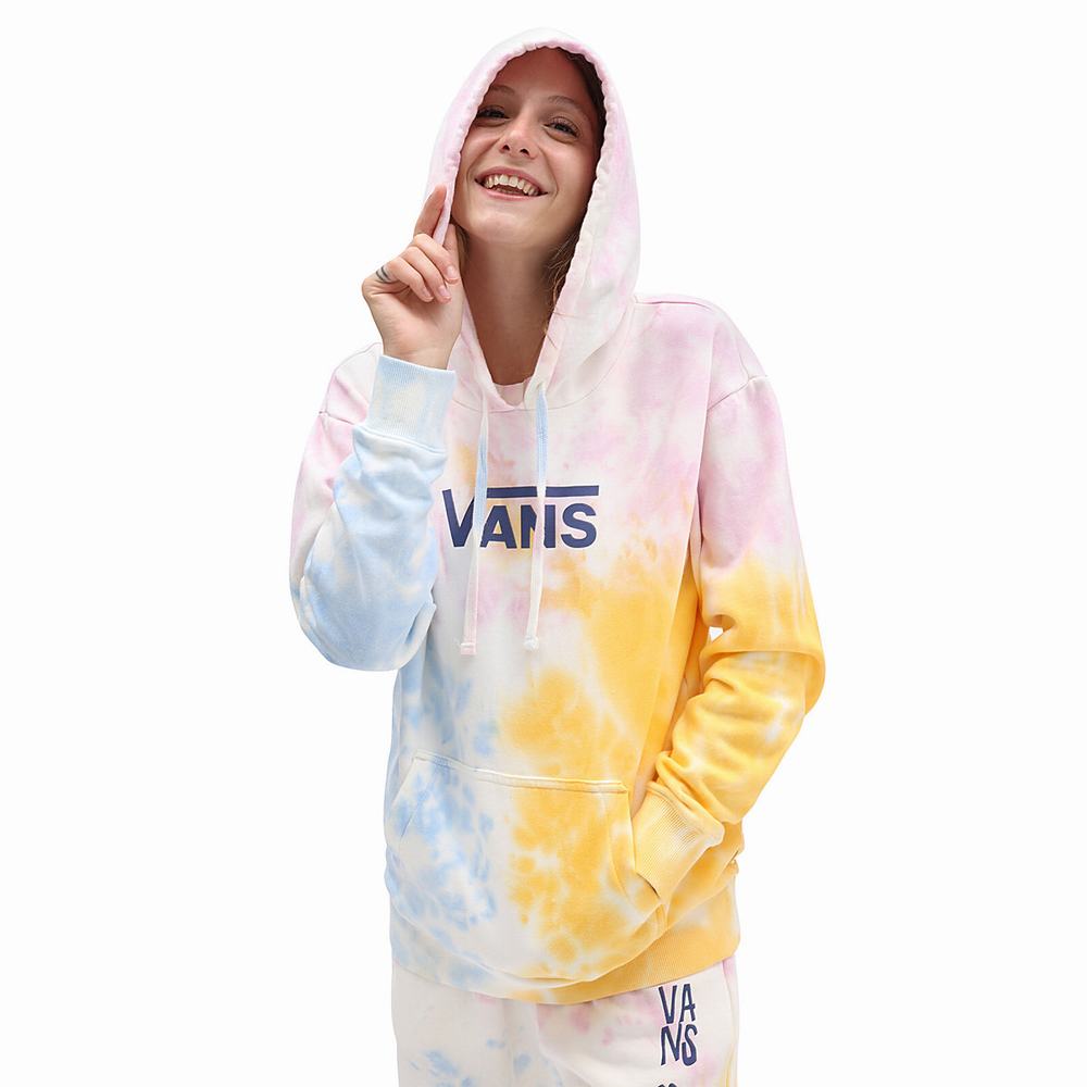 Women\'s Vans Tri-Dye Boyfriend Hoodie Pink | USA37456