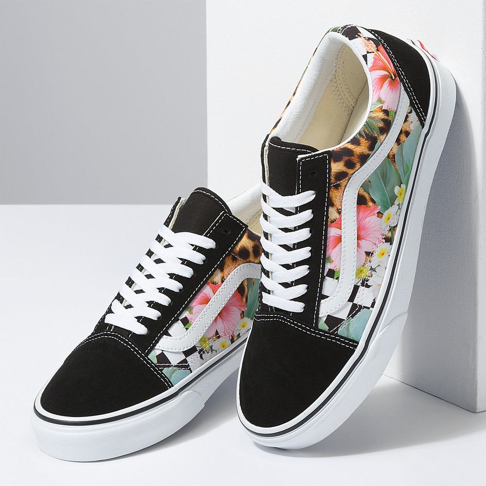 Women's Vans Tropical Animal Check Old Skool Sneakers Multicolor | USA43872