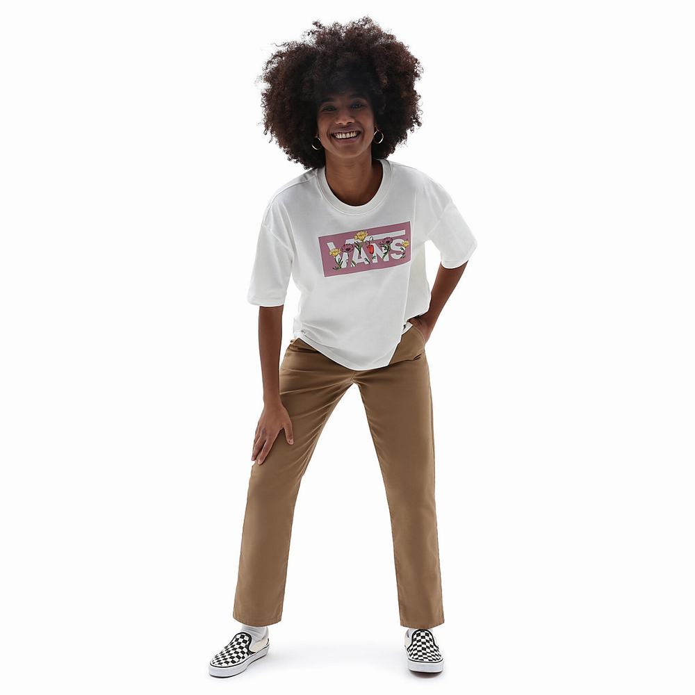 Women's Vans Tussy Boxy T Shirts White | USA23645