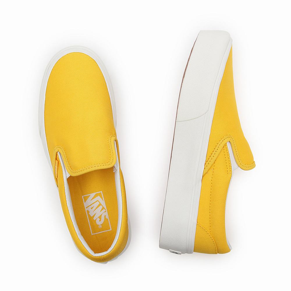 Women's Vans Twill Classic Slip-On Platform Slip On Shoes Yellow | USA85926