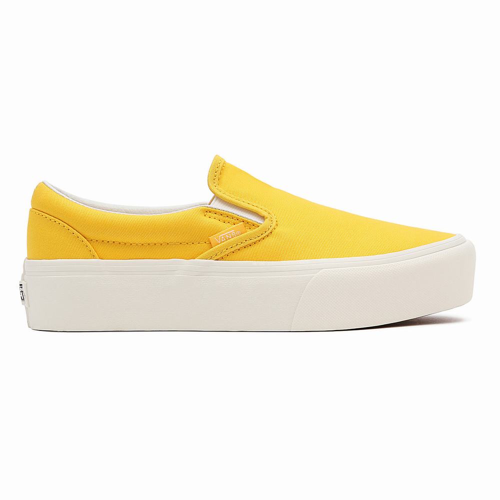 Women's Vans Twill Classic Slip-On Platform Slip On Shoes Yellow | USA85926