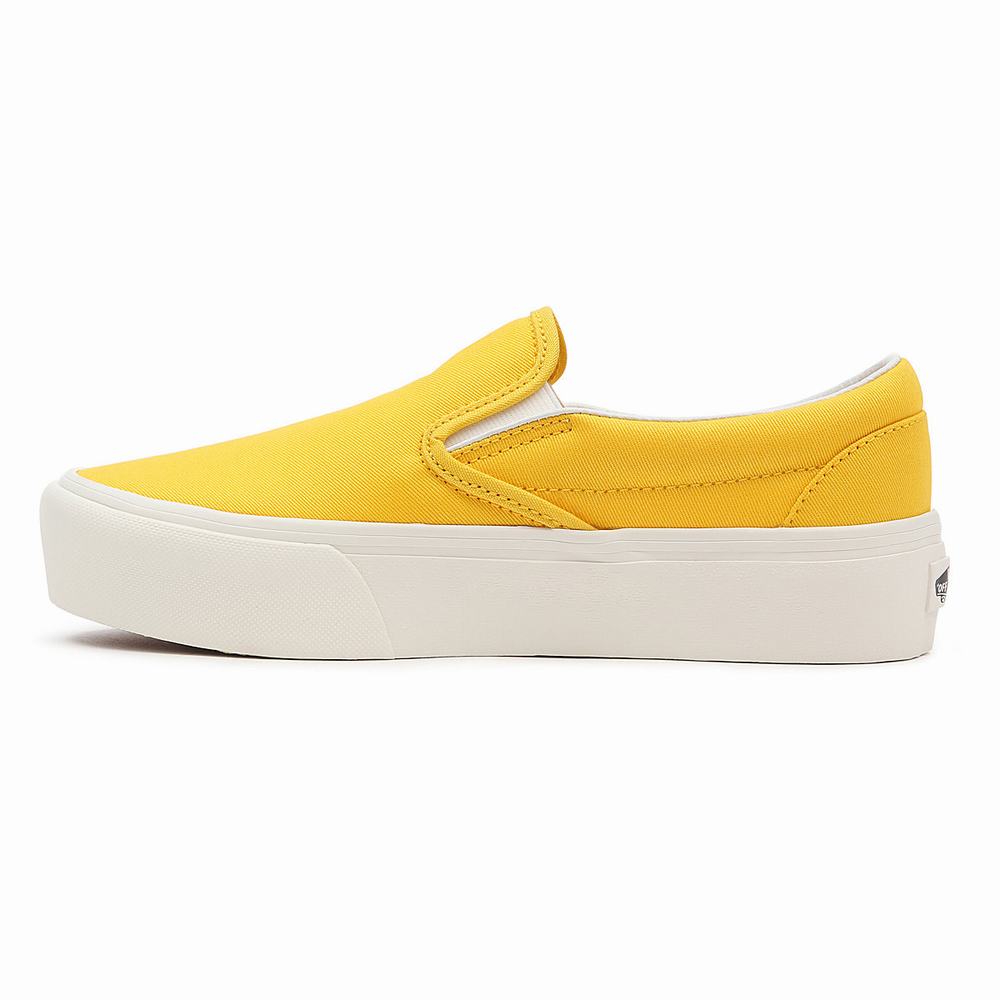 Women's Vans Twill Classic Slip-On Platform Slip On Shoes Yellow | USA85926