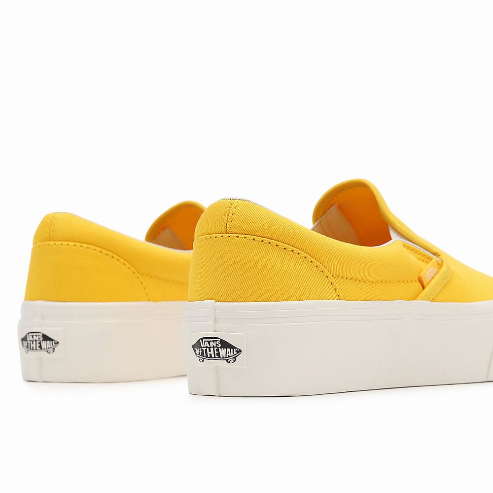 Women's Vans Twill Classic Slip-On Platform Slip On Shoes Yellow | USA85926