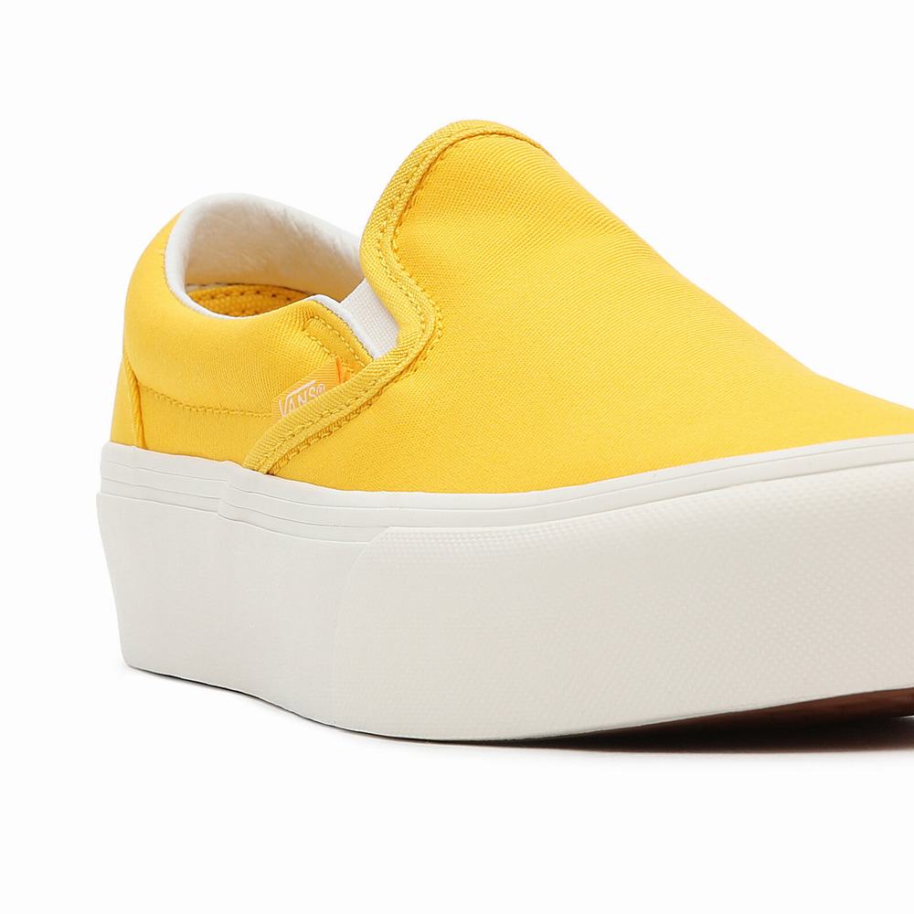 Women's Vans Twill Classic Slip-On Platform Slip On Shoes Yellow | USA85926