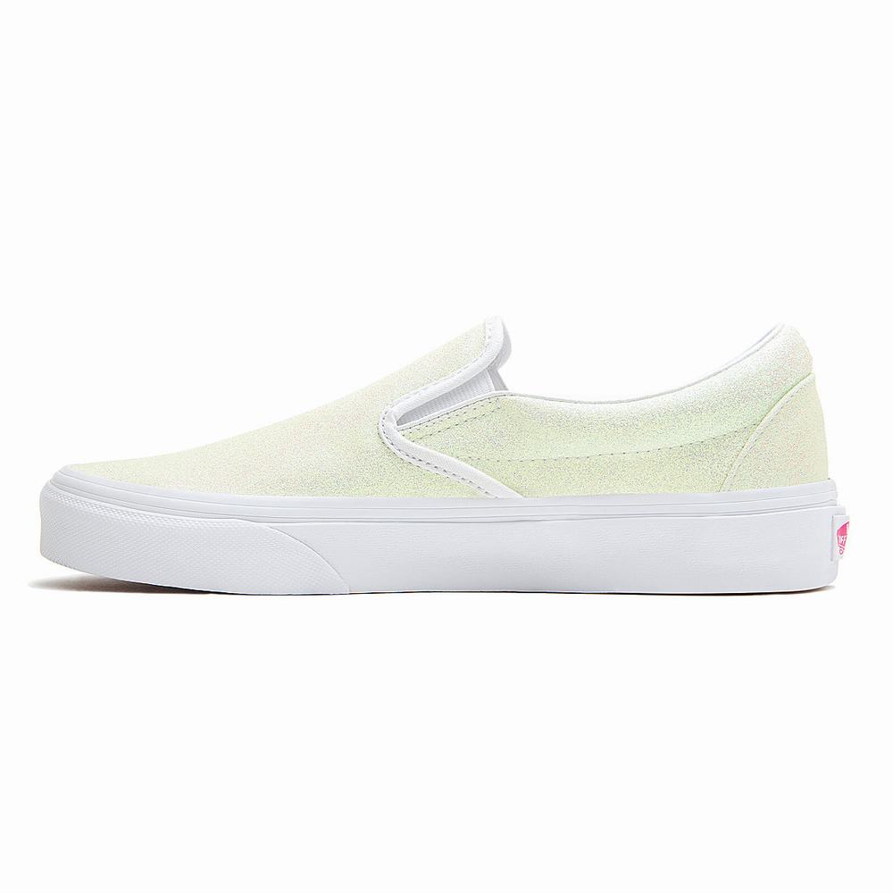 Women's Vans UV Glitter Classic Slip On Shoes White | USA81306