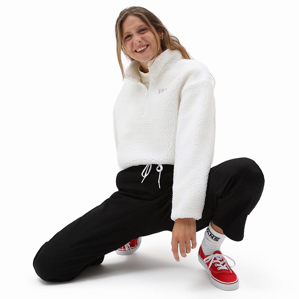 Women's Vans Varsity Warm-Up Half Zip Crop Pullover White | USA63957