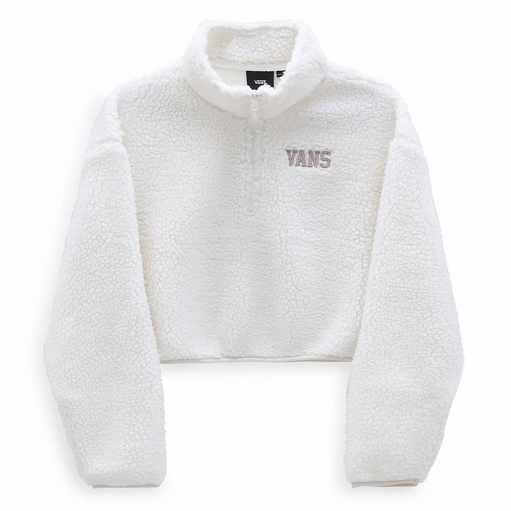 Women's Vans Varsity Warm-Up Half Zip Crop Pullover White | USA63957