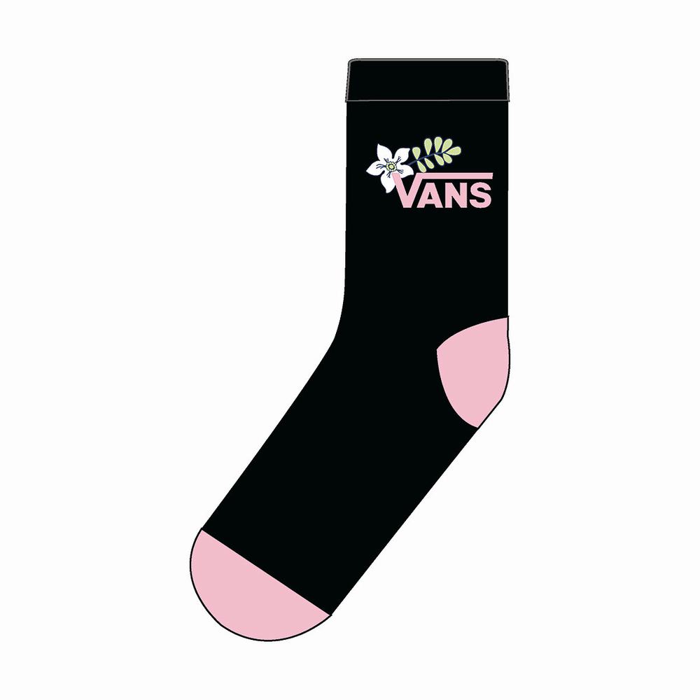 Women's Vans WM SHINNER SOCK 6.5-10 1PK BLACK-ORCHID PINK Socks Black / Pink | USA12765