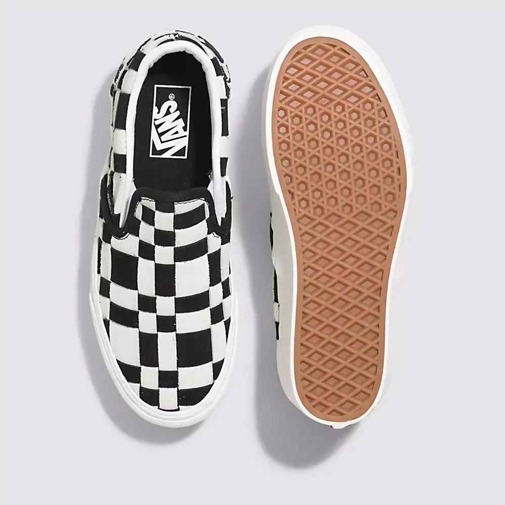 Women's Vans Woven Check Classic Slip-on Stackform Slip On Shoes Black / White | USA14638