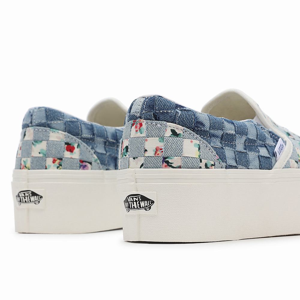 Women's Vans Woven Classic Slip-On Stackform Slip On Shoes Blue / Multicolor | USA95036