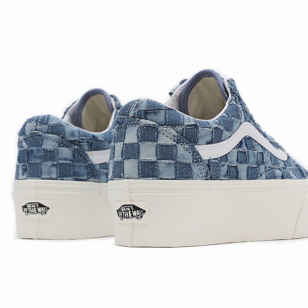 Women's Vans Woven Old Skool Stackform Low Top Shoes Blue | USA20716