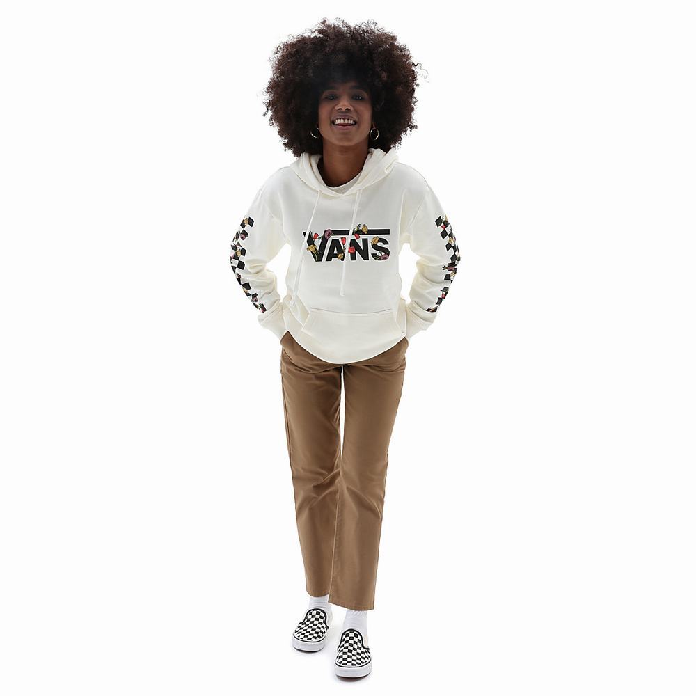 Women's Vans Wyld Tangle Poppy BFF Long Sleeve Hoodie White | USA36495