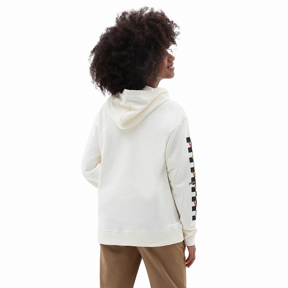 Women's Vans Wyld Tangle Poppy BFF Long Sleeve Hoodie White | USA36495