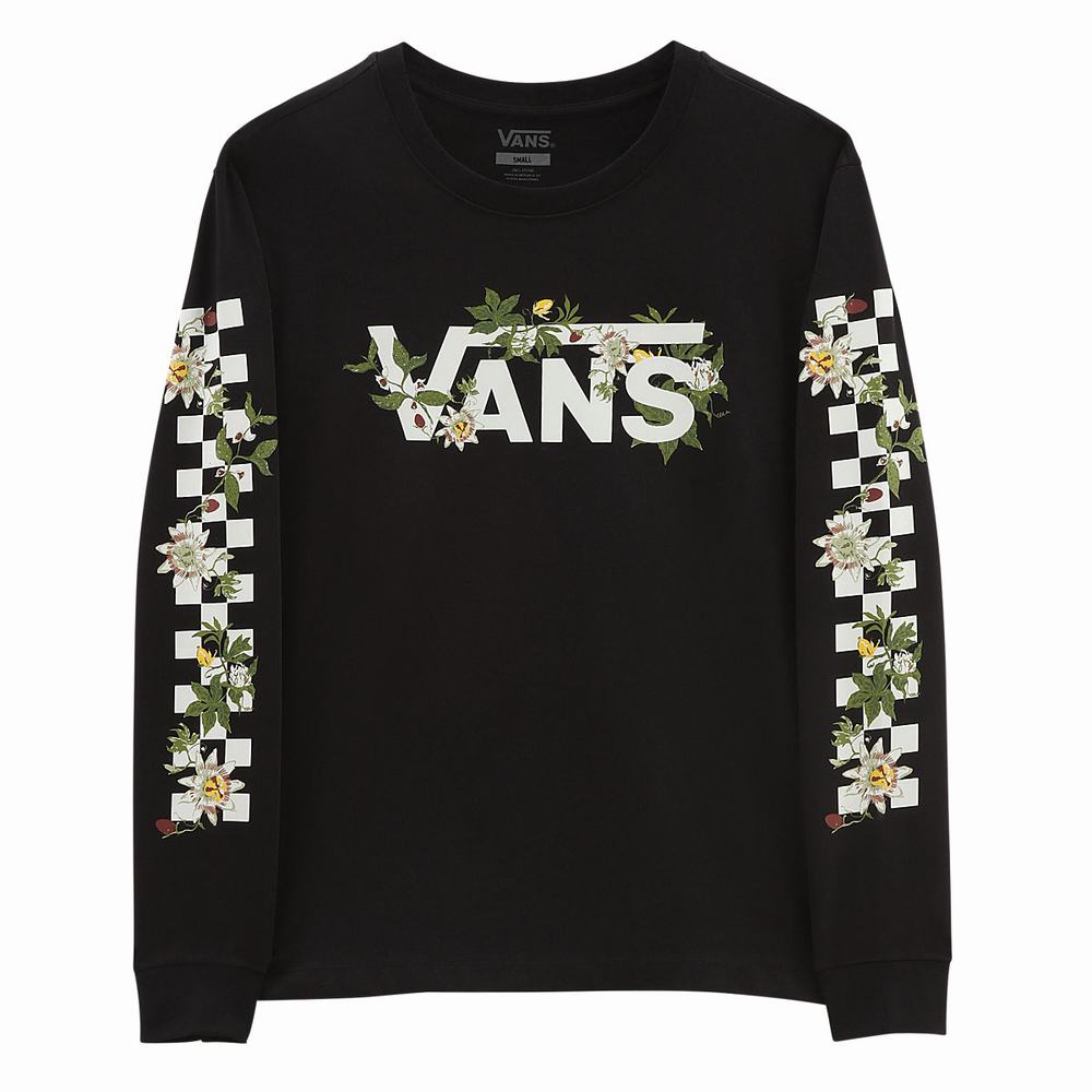 Women's Vans Wyld Vee Long Sleeve T Shirts Black | USA12658