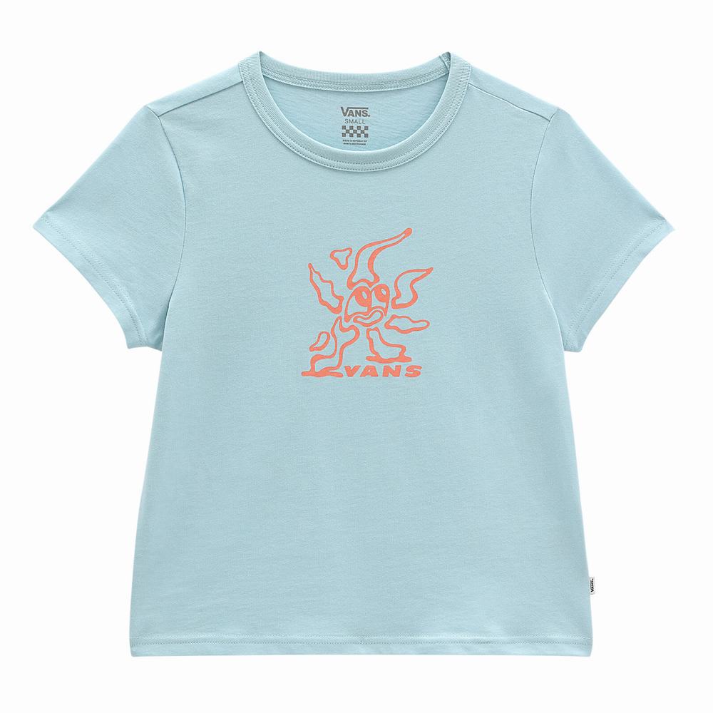 Women's Vans X CURREN X KNOST MINI TEE AQUATIC T Shirts Blue | USA65789