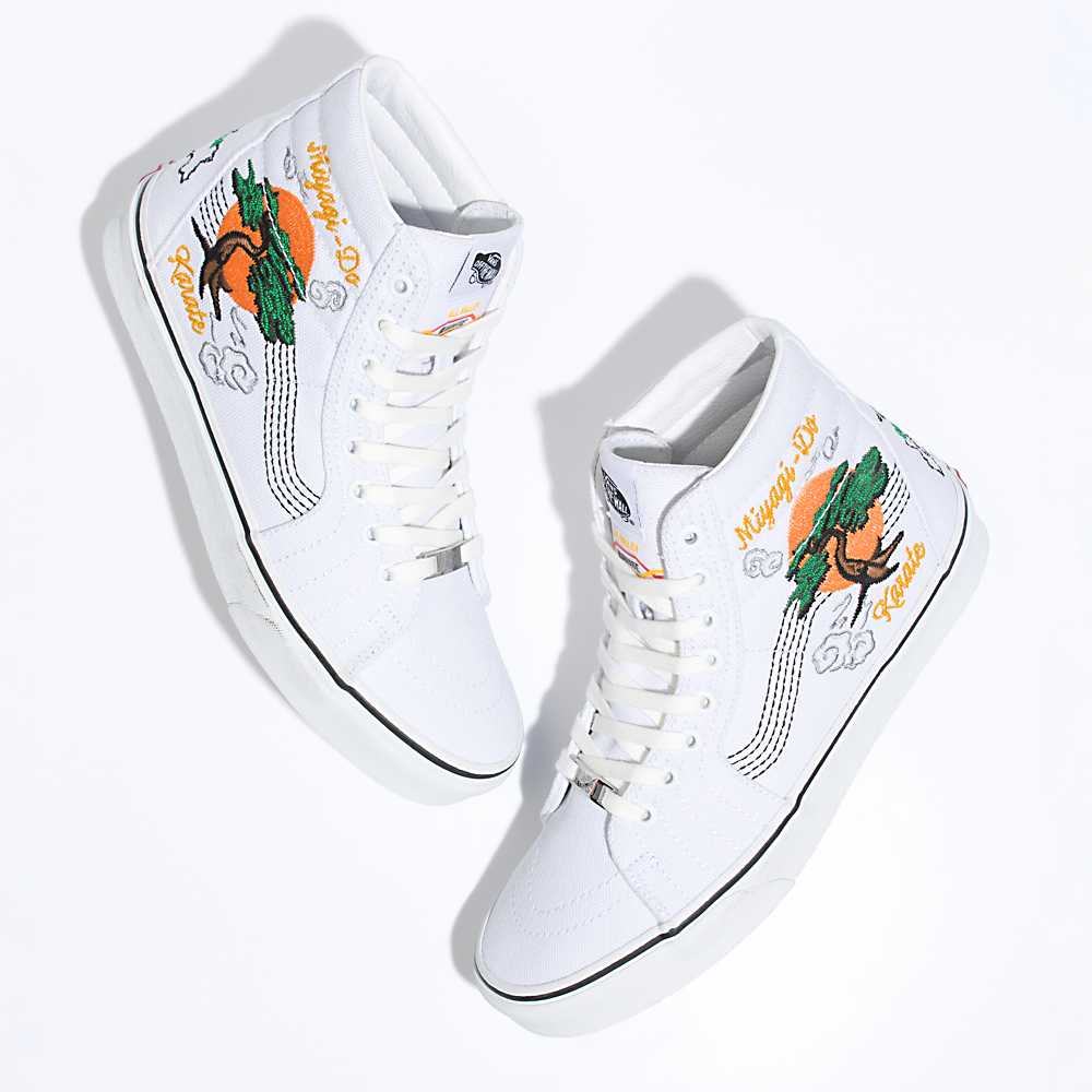 Women's Vans X Cobra Kai Sk8-Hi Sneakers White | USA18459