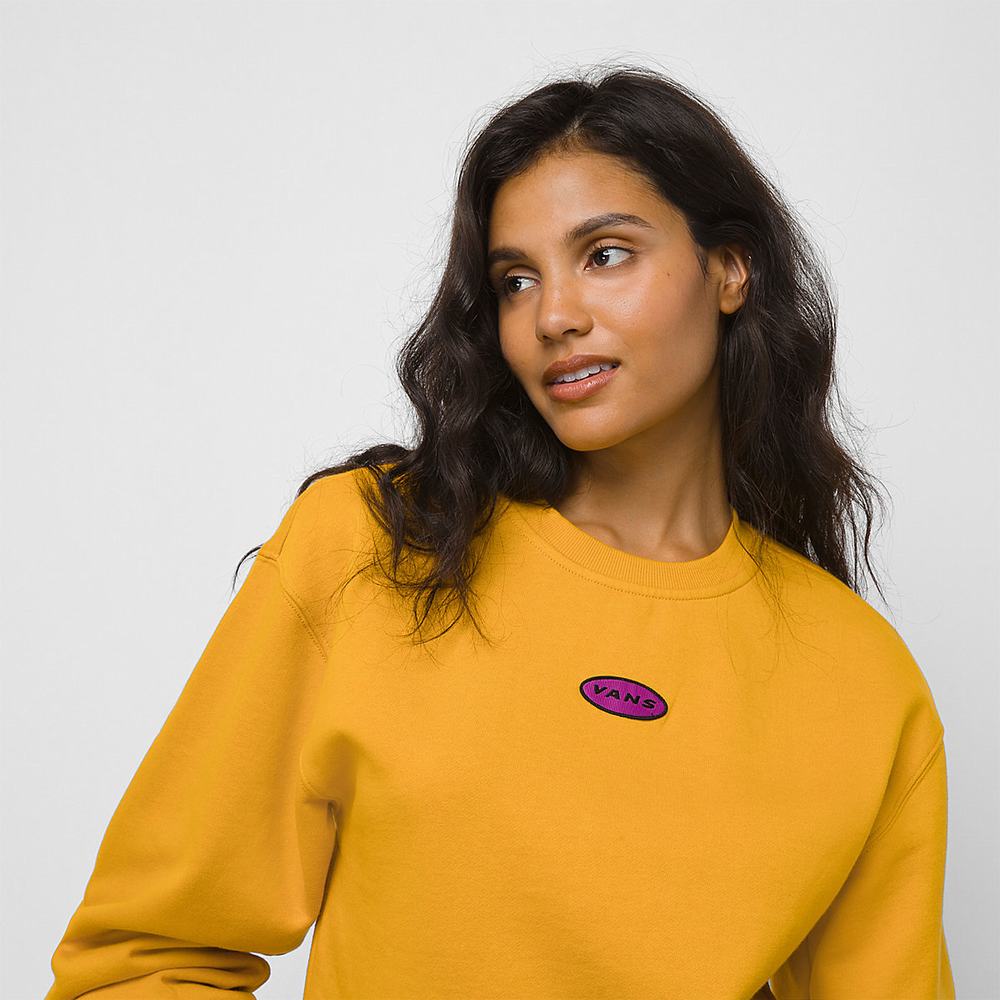 Women's Vans X Curren X Knost Crew Fleece Sweatshirts Yellow / Orange | USA10642