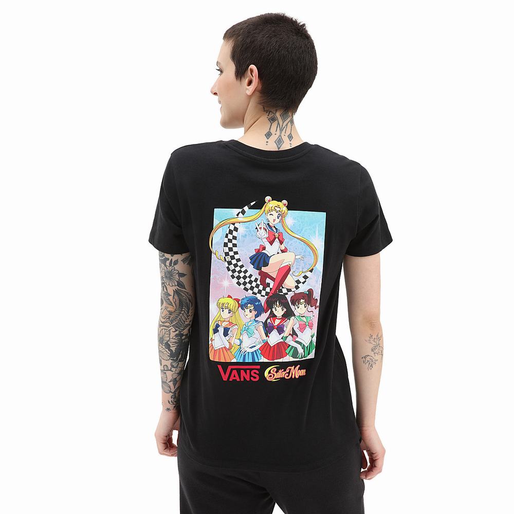 Women's Vans X Pretty Guardian Sailor Moon BFF Crew T Shirts Black | USA48270