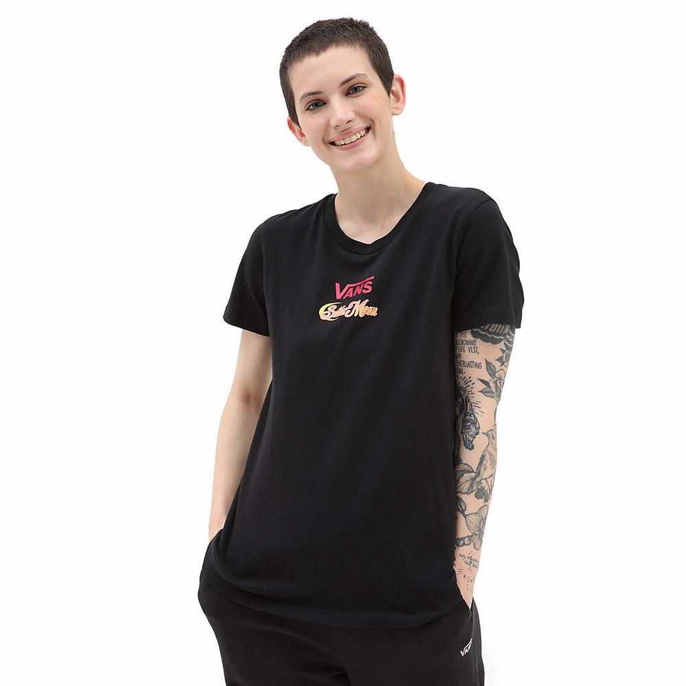 Women's Vans X Pretty Guardian Sailor Moon BFF Crew T Shirts Black | USA48270