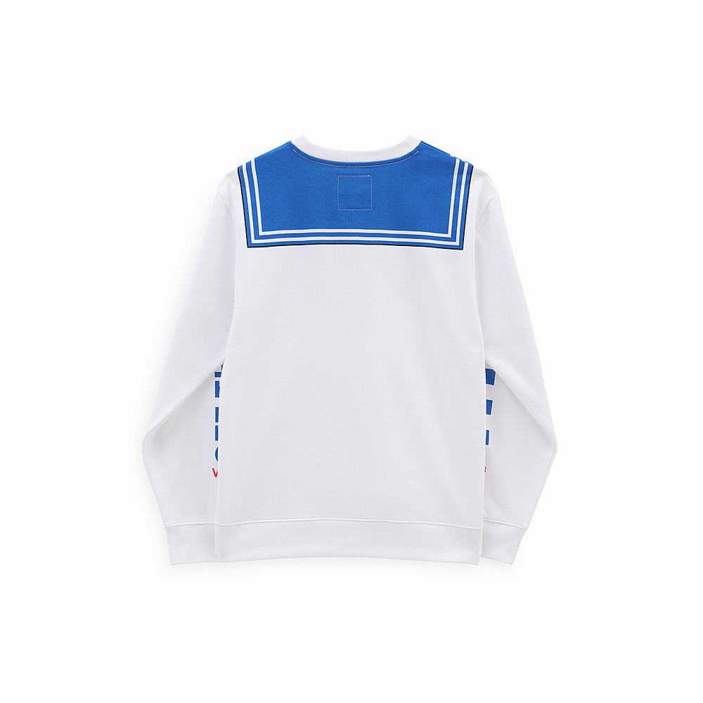 Women's Vans X Pretty Guardian Sailor Moon BFF Crew Fleece Sweatshirts White | USA74861