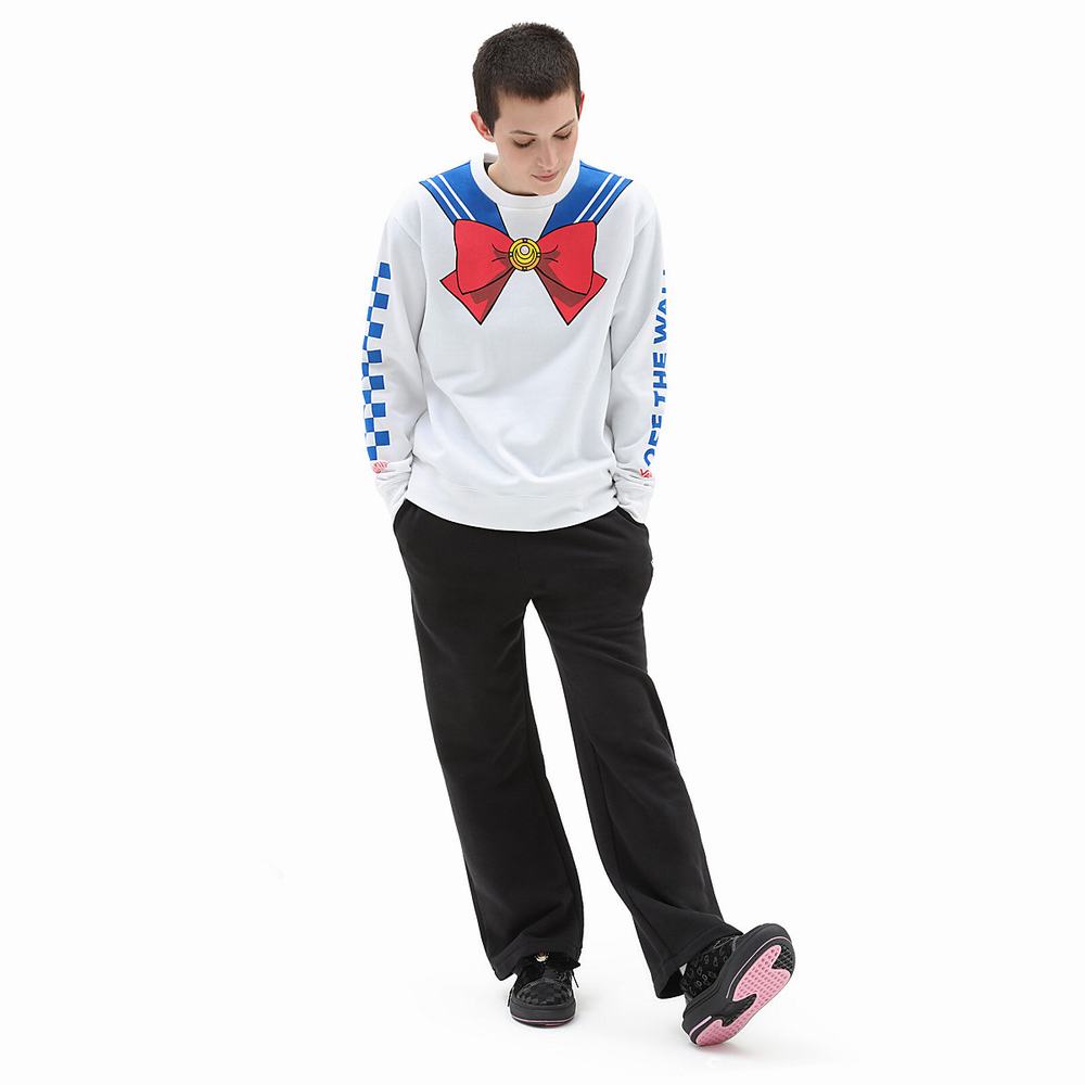 Women's Vans X Pretty Guardian Sailor Moon BFF Crew Fleece Sweatshirts White | USA74861