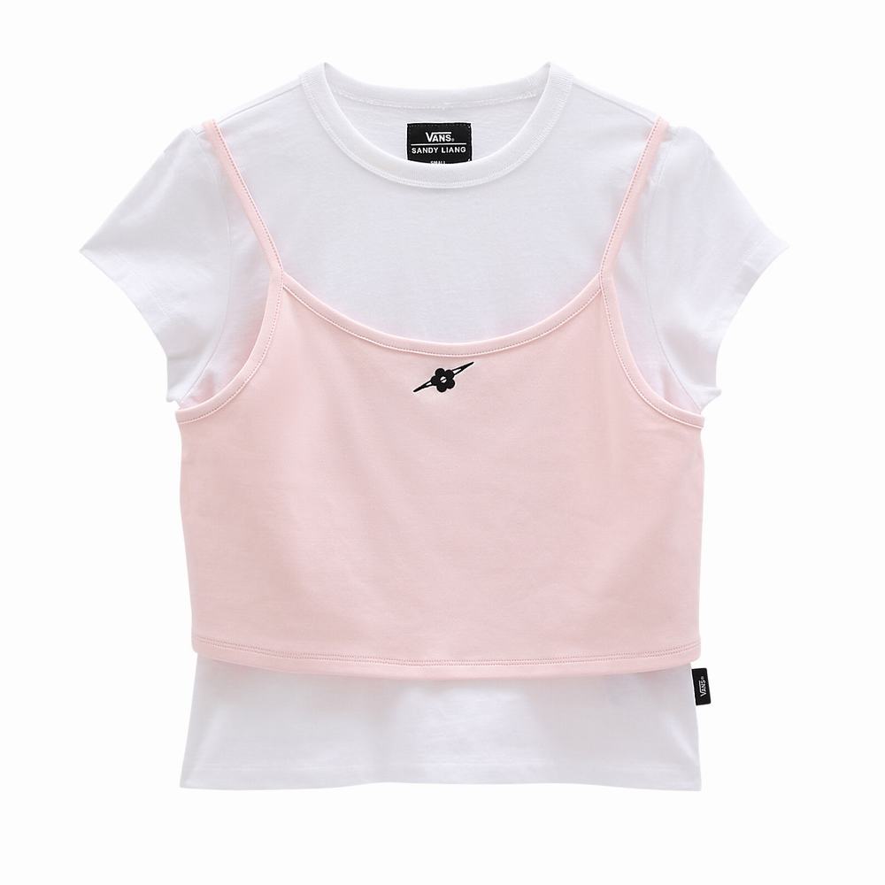 Women's Vans X Sandy Liang Layered T Shirts Pink | USA74916