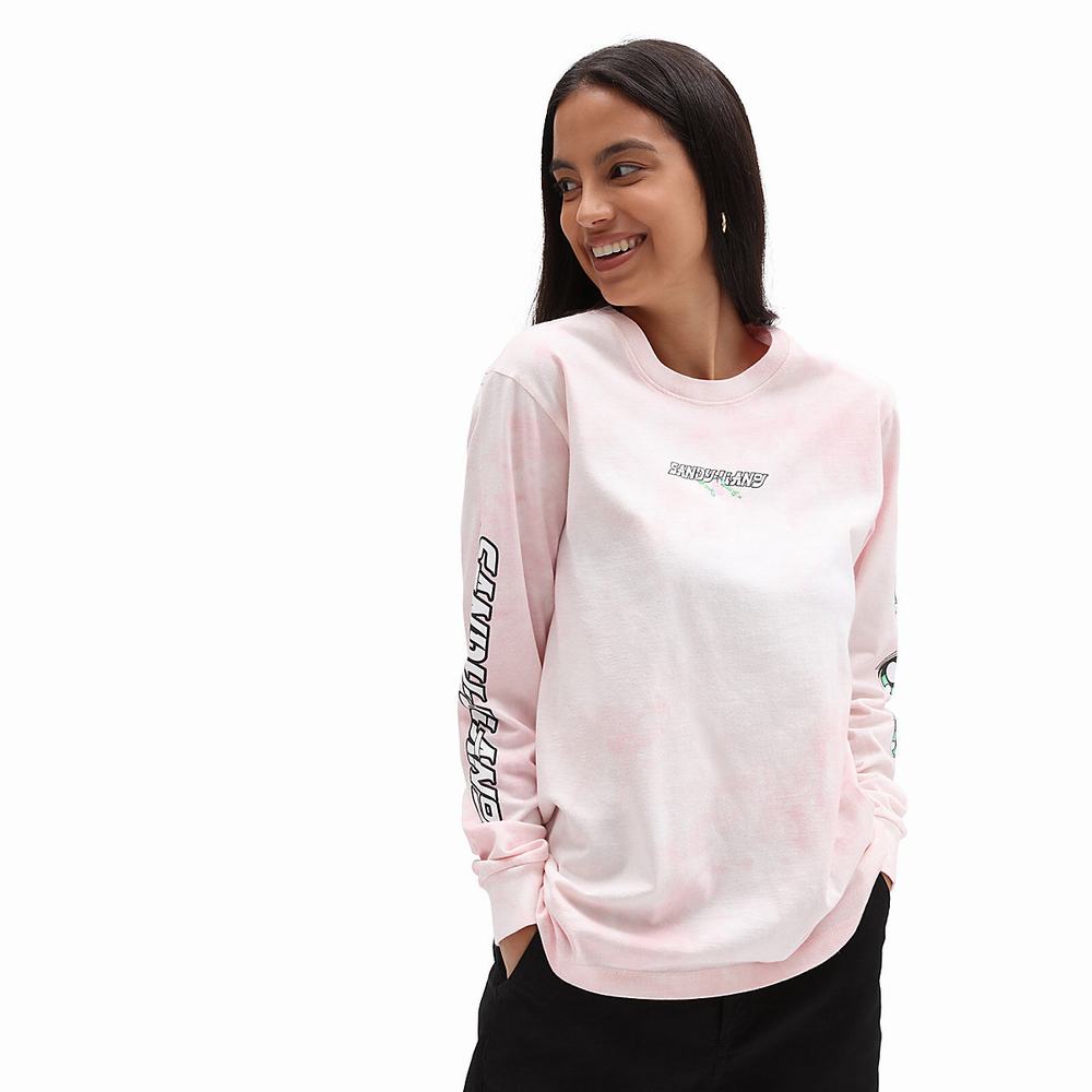 Women's Vans X Sandy Liang Long Sleeve Crew T Shirts Pink | USA08549