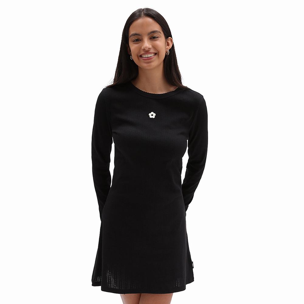 Women\'s Vans X Sandy Liang Pointelle Dress Black | USA02517