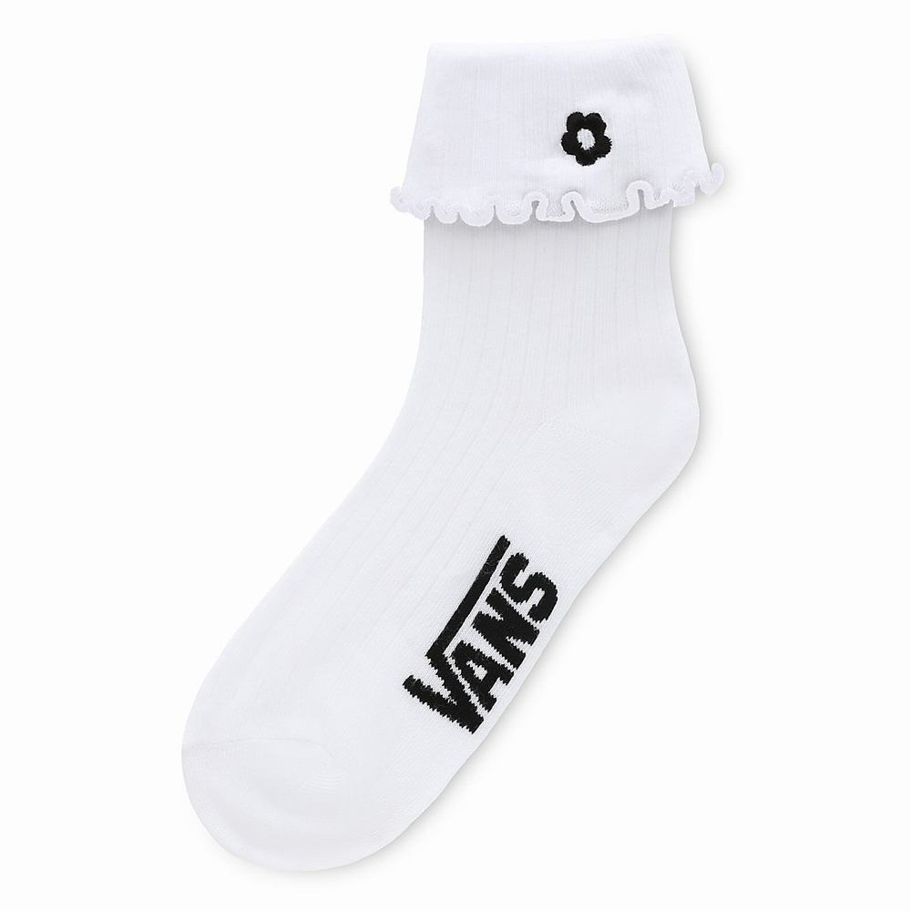 Women\'s Vans X Sandy Liang Ruffle US 6.5-10 (1 pair) Socks White | USA64170