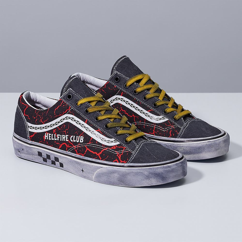 Women's Vans X Stranger Things Style 36 Low Top Shoes Black / Red | USA70953