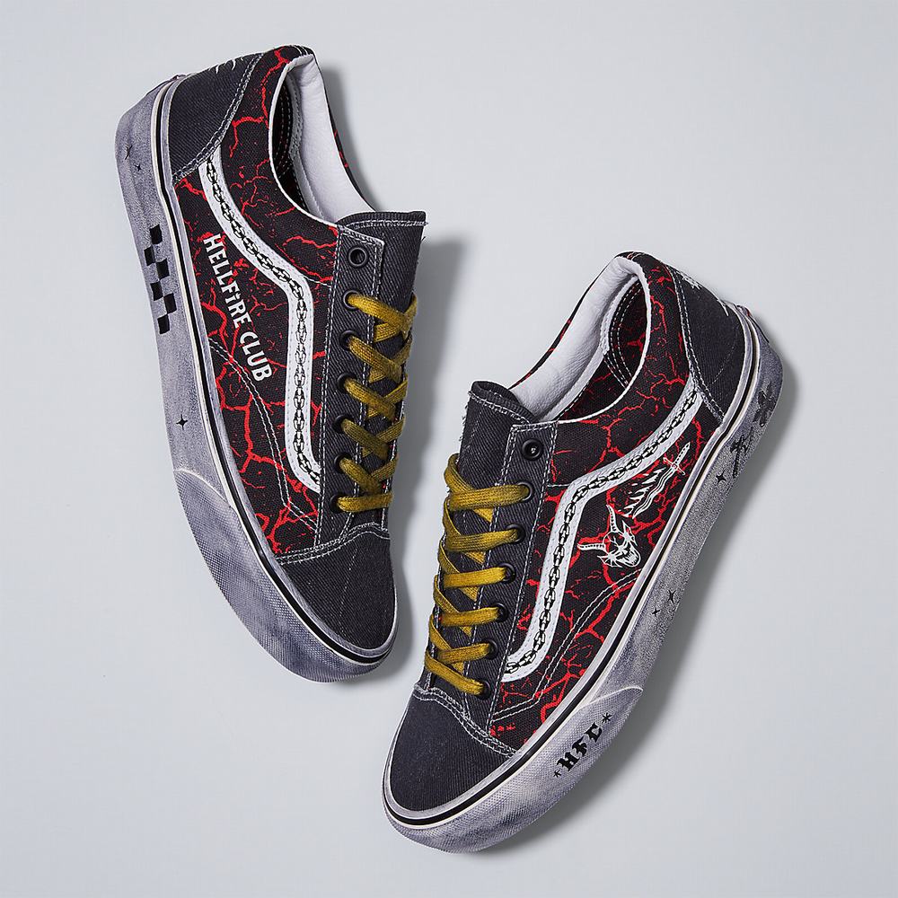 Women's Vans X Stranger Things Style 36 Low Top Shoes Black / Red | USA70953