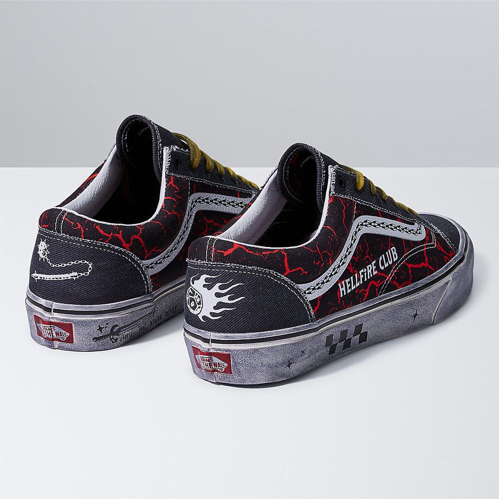 Women's Vans X Stranger Things Style 36 Low Top Shoes Black / Red | USA70953