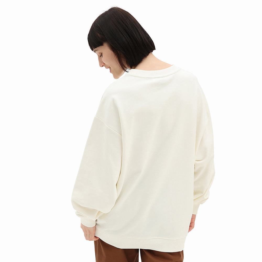 Women's Vans Zen Vibes Oversized Crew Sweatshirts White | USA08165