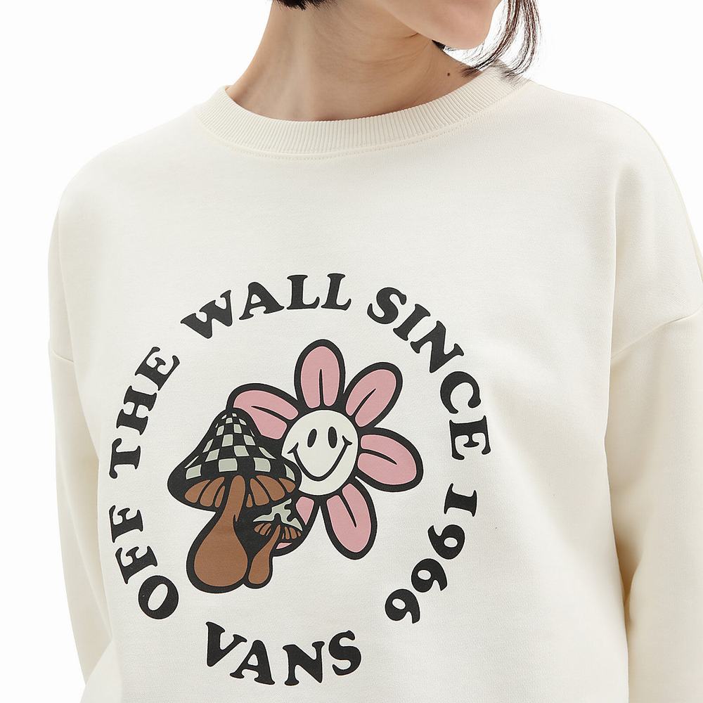 Women's Vans Zen Vibes Oversized Crew Sweatshirts White | USA08165