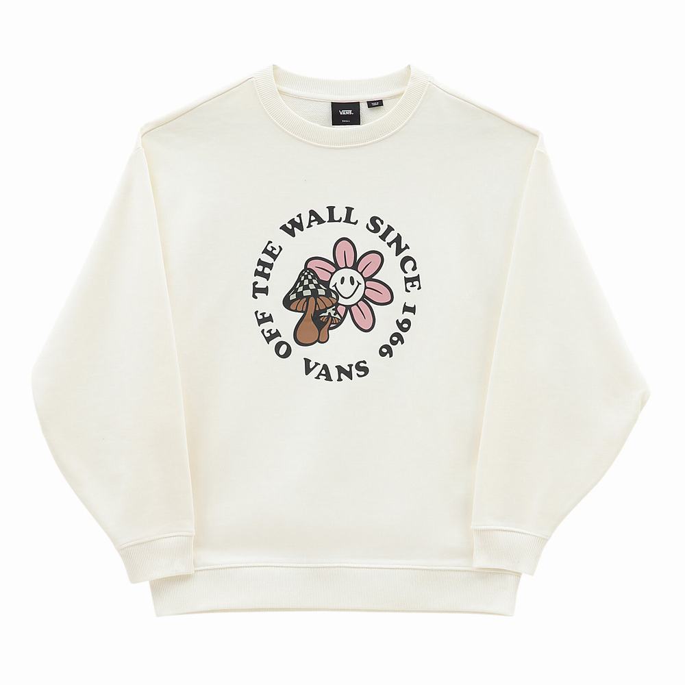 Women's Vans Zen Vibes Oversized Crew Sweatshirts White | USA08165