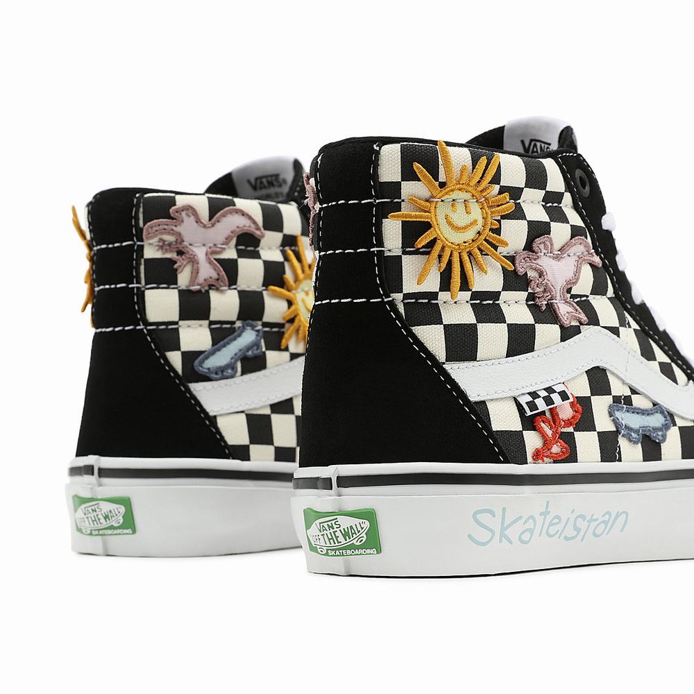 Women's Vans x Skateistan Skate Sk8-Hi Sneakers Black / White | USA67095