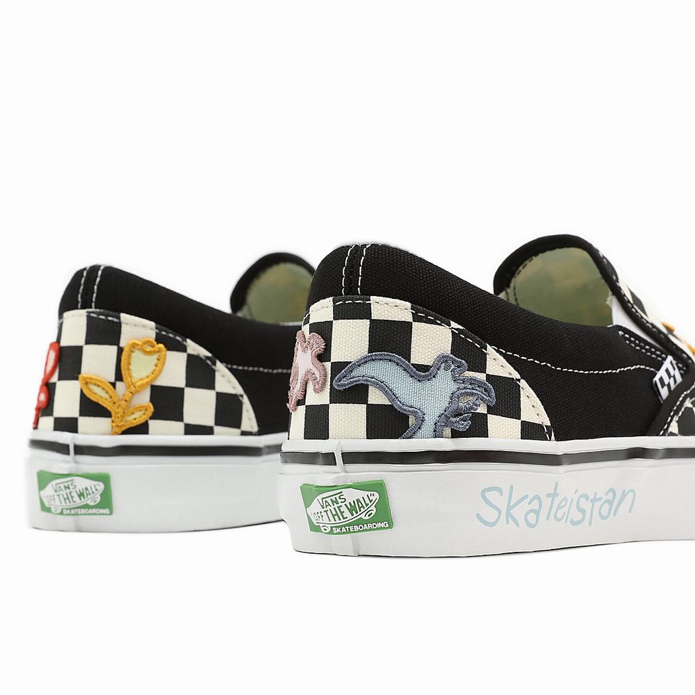 Women's Vans x Skateistan Skate Slip On Shoes Black / White | USA94362