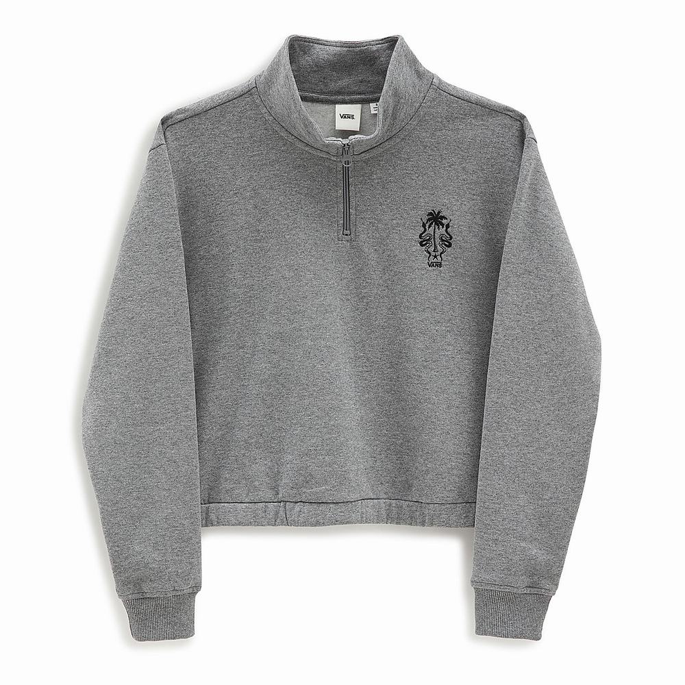 Women\'s Vans x Surf Supply Half Zip Sweatshirts Grey | USA12537