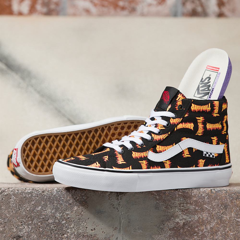 Women's Vans x Thrasher Skate Sk8-Hi Sneakers Black | USA29036