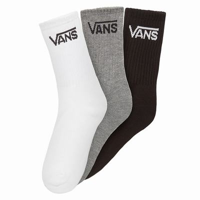 Kids' Vans Classic Crew (3 Pairs, 8-14+ years) Socks Black / Grey | USA73098