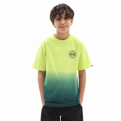 Kids' Vans Dip Dye (8-14 years) T Shirts Green / Yellow | USA81095